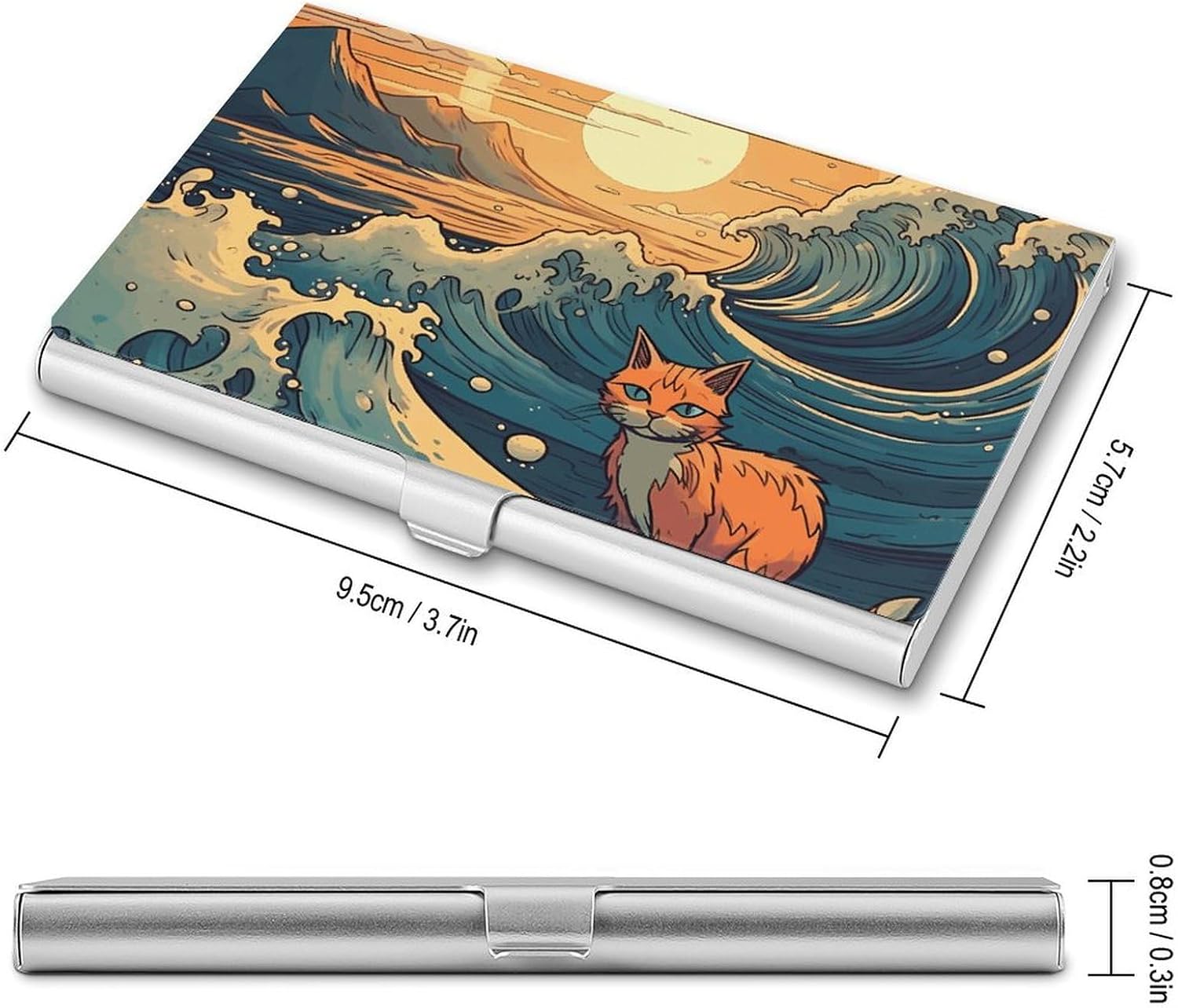 Business Card Holder Anime Style Cat Pocket Business Card Case Slim Portable Metal Business Card Organizer Name Card Holder Credit Card Organizer for Men Women ﻿ image 2