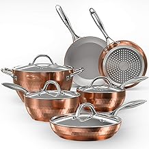 COOKSMARK 10-Piece Diamond Nonstick Ceramic Induction Cookware Set Scratch-Resistant Pots and Pans Set with Lids, Dishwash...