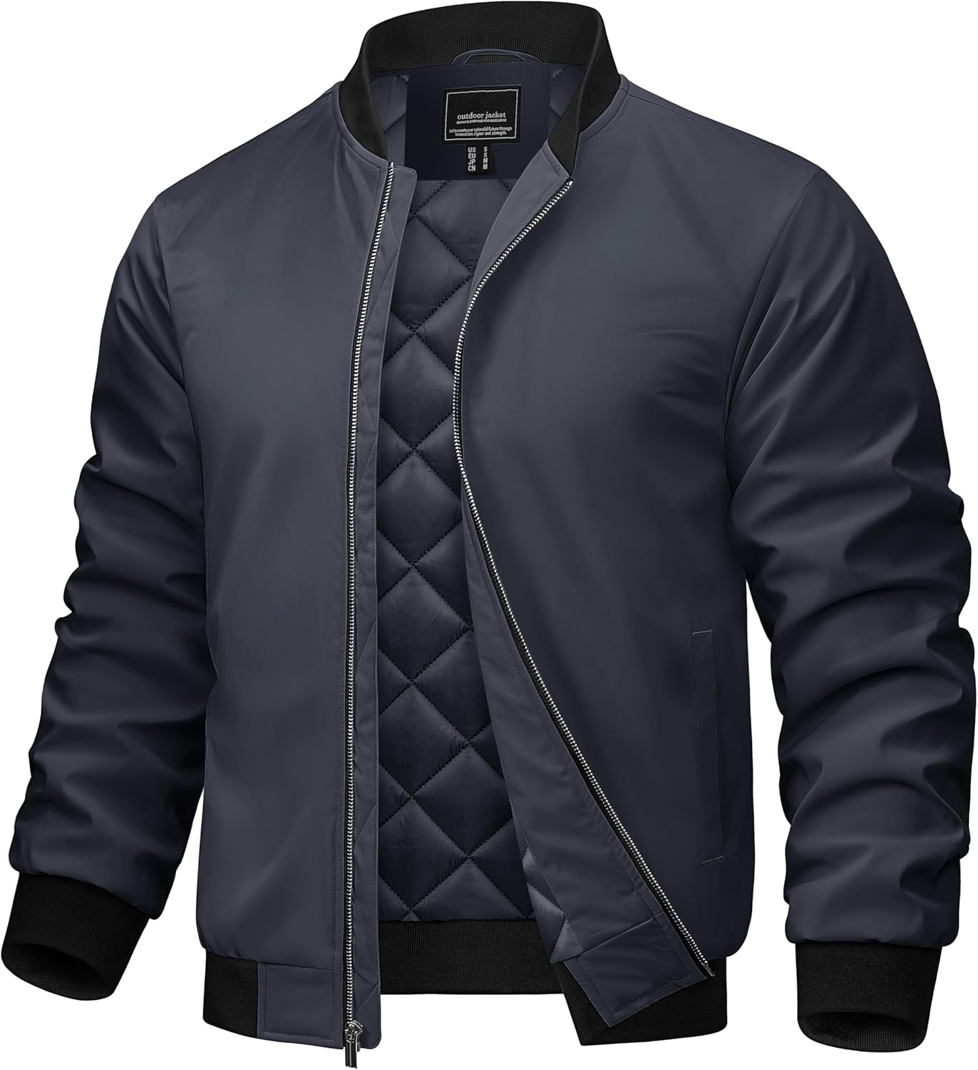 TACVASEN Men's Bomber Jackets Full Zipper Spring Fall Jacket Windproof Water Resistant Winter Warm Padded Coats
