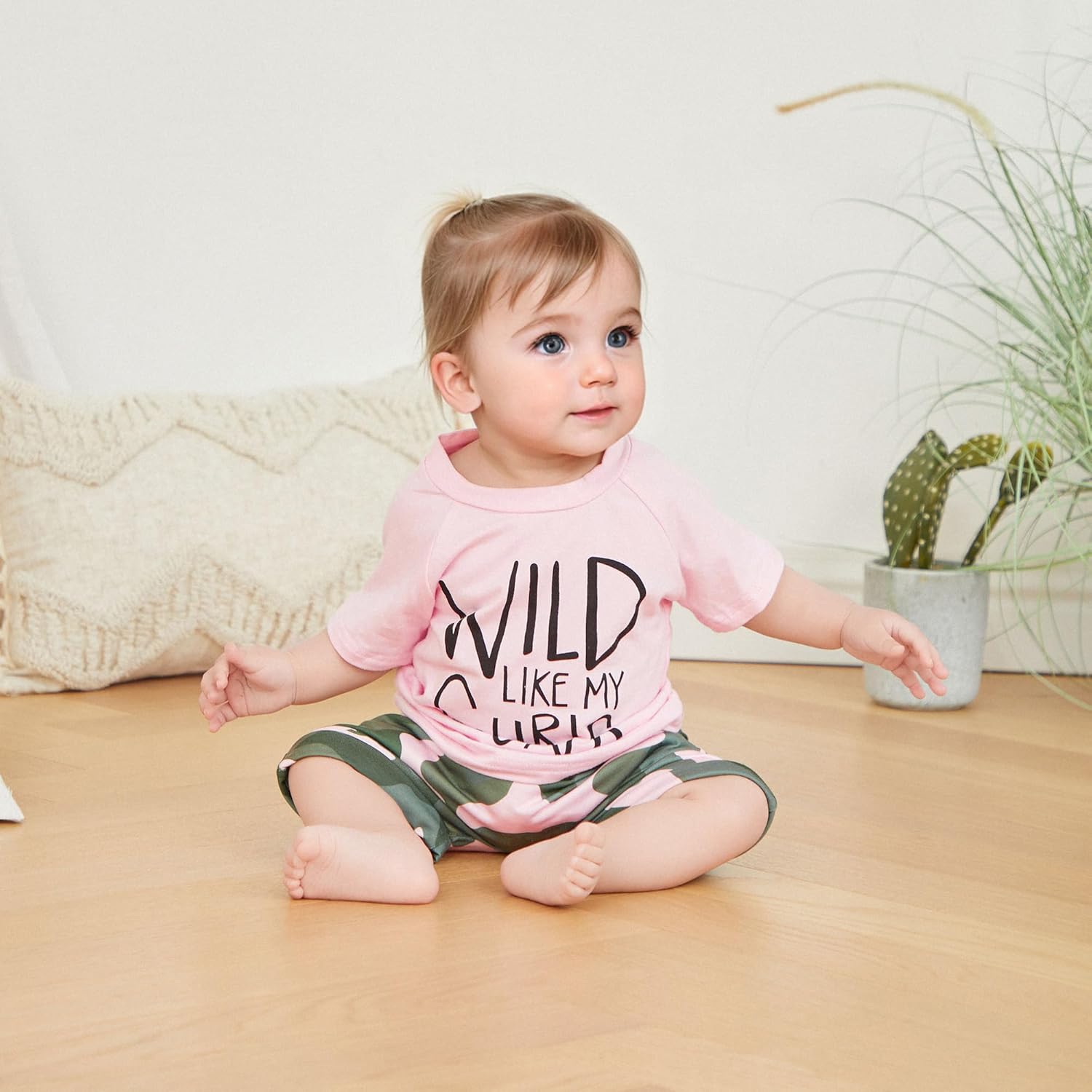 Fernvia Toddler Girls Clothes 1T 2T 3T 4T 5T Summer Outfits Baby Kids Short Sleeve T-Shirt Tops & Camouflage Shorts Sets - Image 2