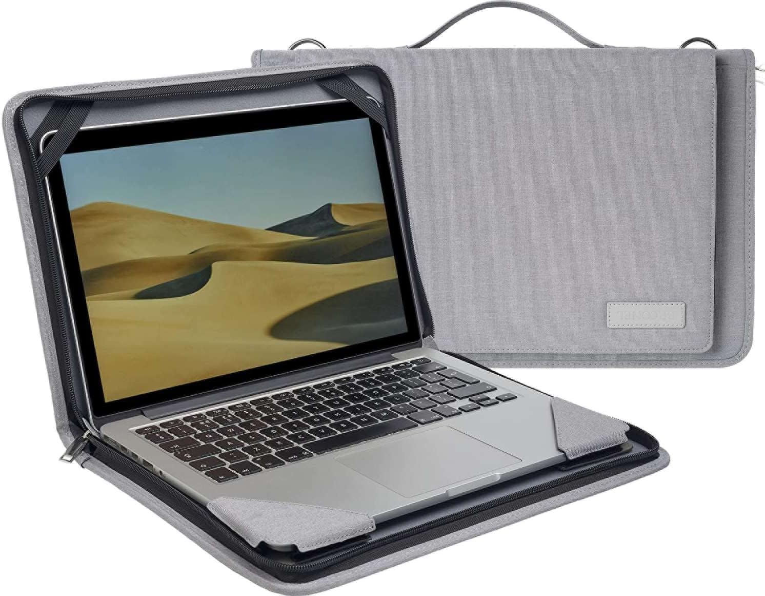 Grey Leather Laptop Messenger Case - Compatible with Lenovo ThinkPad E16 Gen 3 (16'') laptop