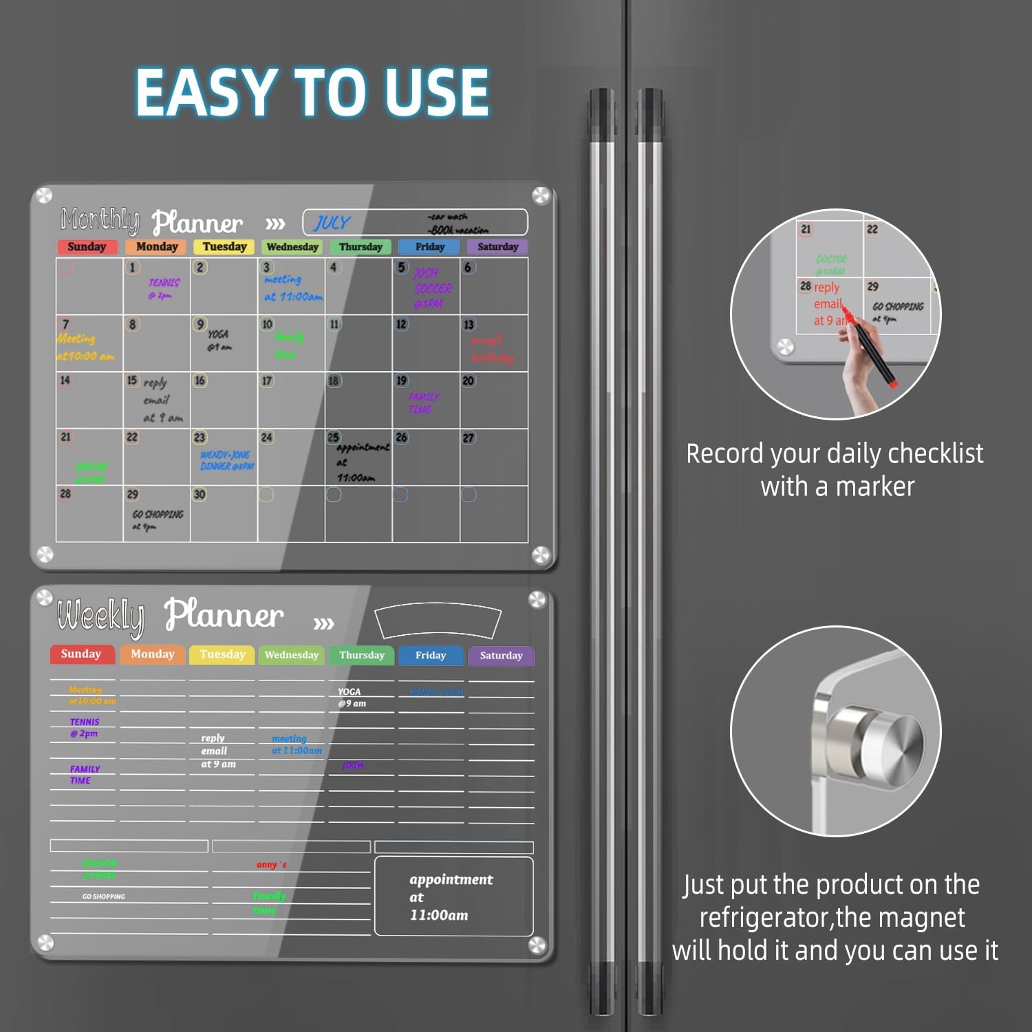 DuanAsen Calendrier Ural Effaçable à Sec – Calendrier Ensuel, Cadre