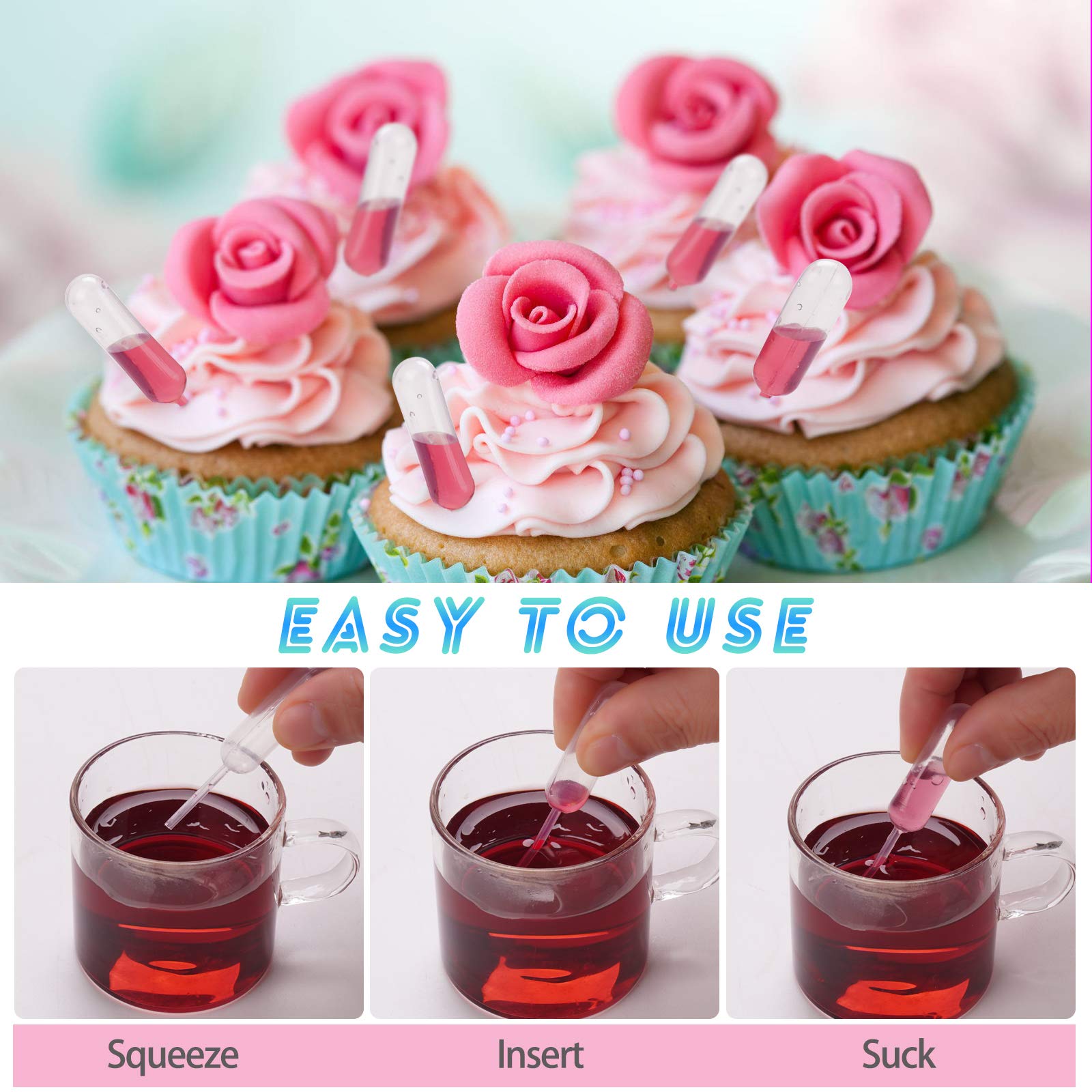 50 Pcs Mini Pipette, Cupcake Pipettes 4ml Plastic Disposable Liquid