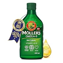 Moller’s ® | Olio di fegato di merluzzo Omega 3 | Integratori alimentari di omega-3 con EPA, DHA, vitamine A, D ed E | Superior Taste Award | Marchio esistente da 166 anni | Neutro | 250 ml