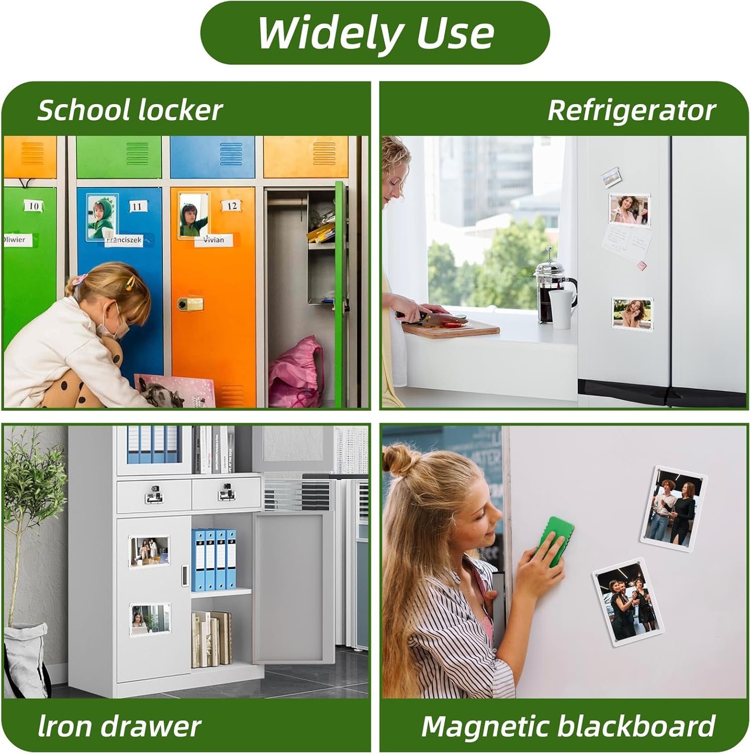 6 Pack Acrylic Fridge Magnetic Picture Frames, 3x5 Inch Magnetic Clear Photo Frames Fit 3x5 and 4x6 Picture for Refrigerator/Locker/Wall, Compatible with Polaroid Camera Photos