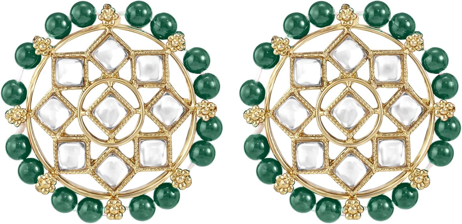 Aheli Traditional Kundan Choker Necklace with Stud Earrings and Maang Tikka Ethnic Bharatanatyam jewellery set Gift for Women - Image 6