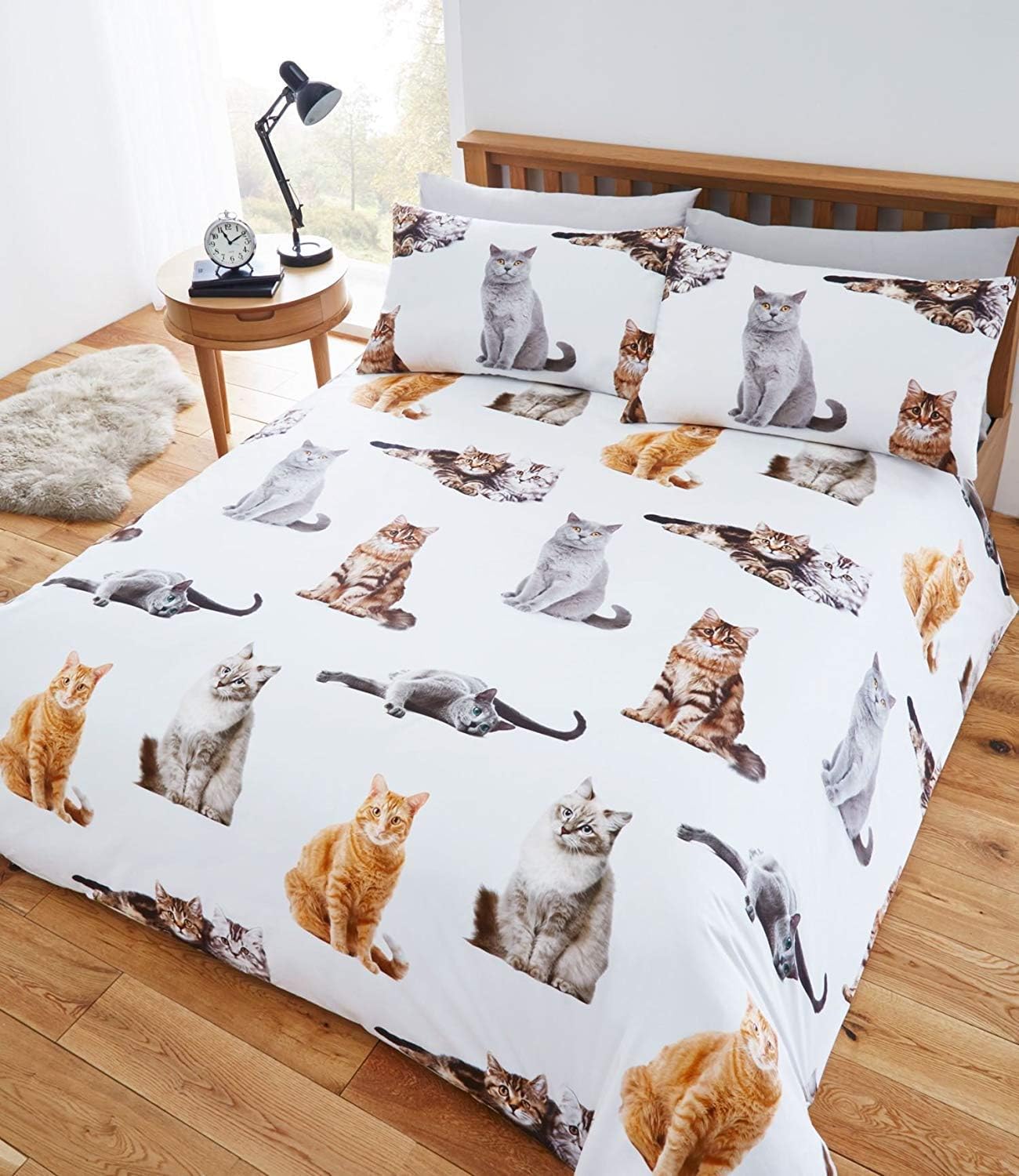 Restmor at Home Crazy Cat Animal Easy Care printed/pattern Single Duvet Cover and 1 Pillowcase set Polycotton by Fusion