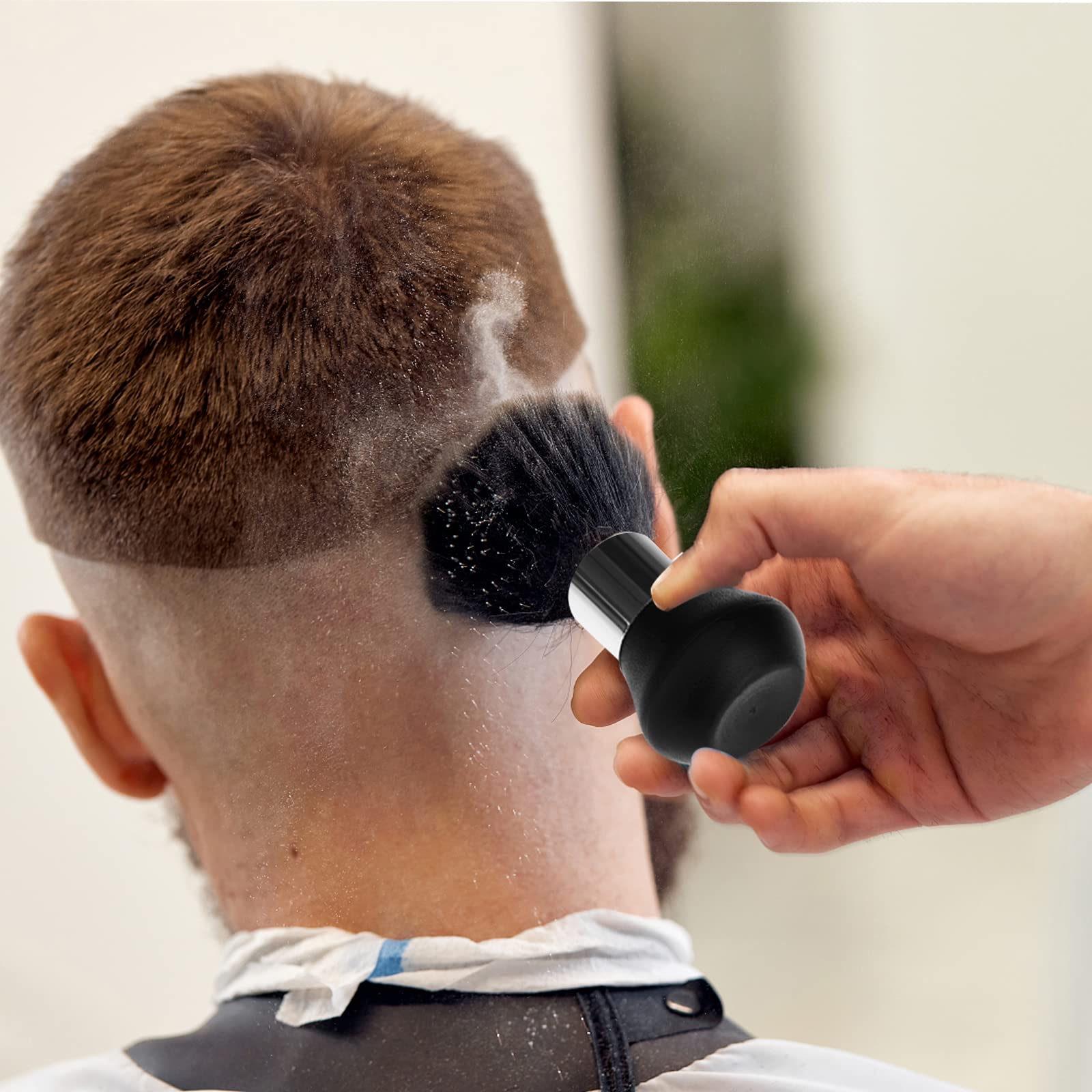 Pennello Parrucchiere,Barbiere Collo Spazzola,Pennello Pulizia,Pennello Collo Barbiere,Capelli Spazzare Spazzola,per Togliere i Residui di Capelli(Nero)