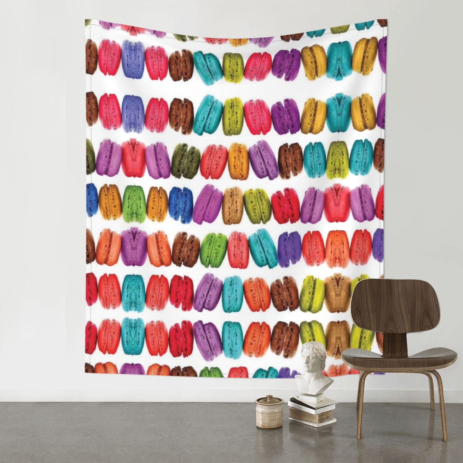 YYHWHJDE Macaron Biscuit Flavored Pastries Prints 60x51in Wall Tapestry – Dreamy Bohemian Throw Blanket for Bedroom, Dorm Room & Aesthetic Living Space Decor