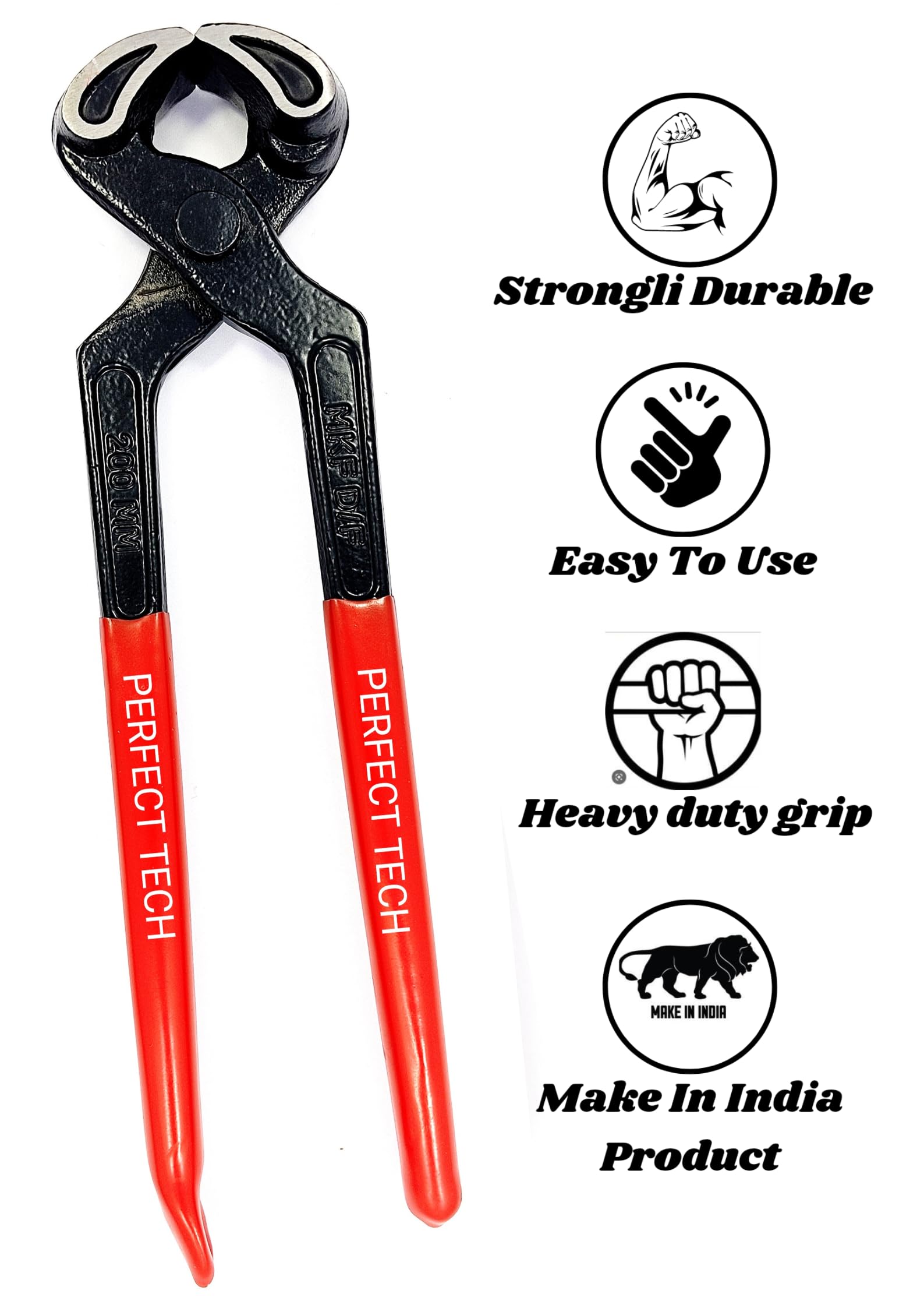 PERFECT TECH 8 Inch Drop Forged Cobler Pincer | Steel Pincer/Nail Puller/Nail Cutter | Pincers Tools Pliers | Pincer For Woodworking And General Works | Tools Kit | 2 in-1 Multi Purpose | Heavy Duty 2