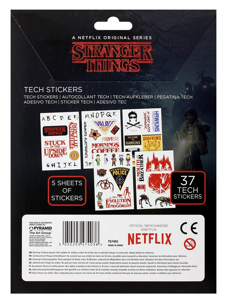 Pyramid International Stranger Things Pack of 37 Tech Stickers - Official Merchandise, Multi-Colour, 18 x 24cm, TS7403