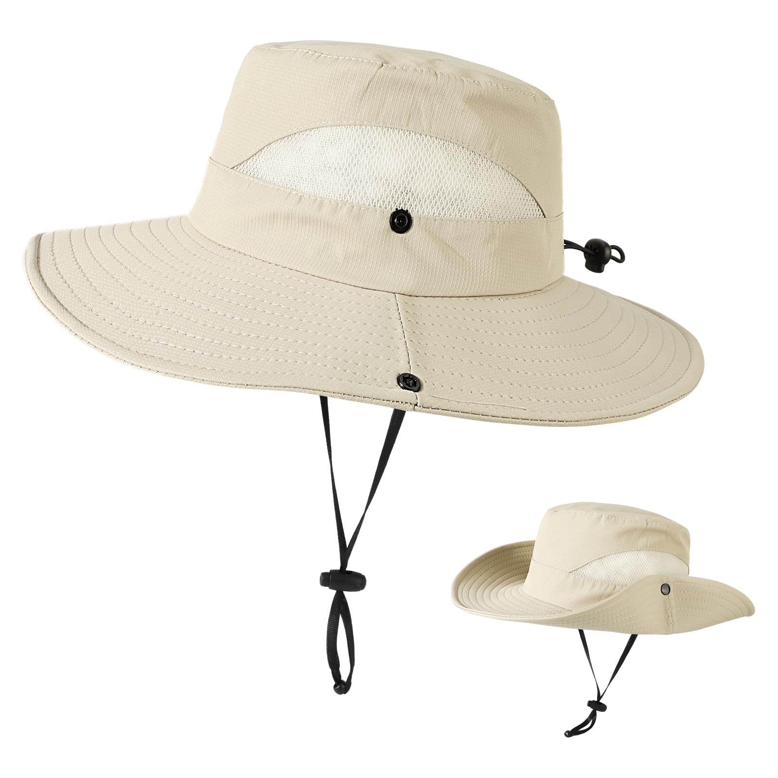 TAGVO Sombrero de Pescador Sombrero de Sol Protección UV para Hombre, Sombrero de Safari Gorra de Sol de Jungla Transpirable de Secado Rápido, Gorras de Senderismo con Diadema Ajustable