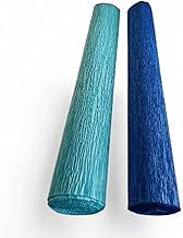 3A Featuretail Crepe Paper Roll/Wrinkled Paper for Flower Making, Bouquet Wrapping and Craft, 8Ft X20Inch (Light & Dark Blue Color)