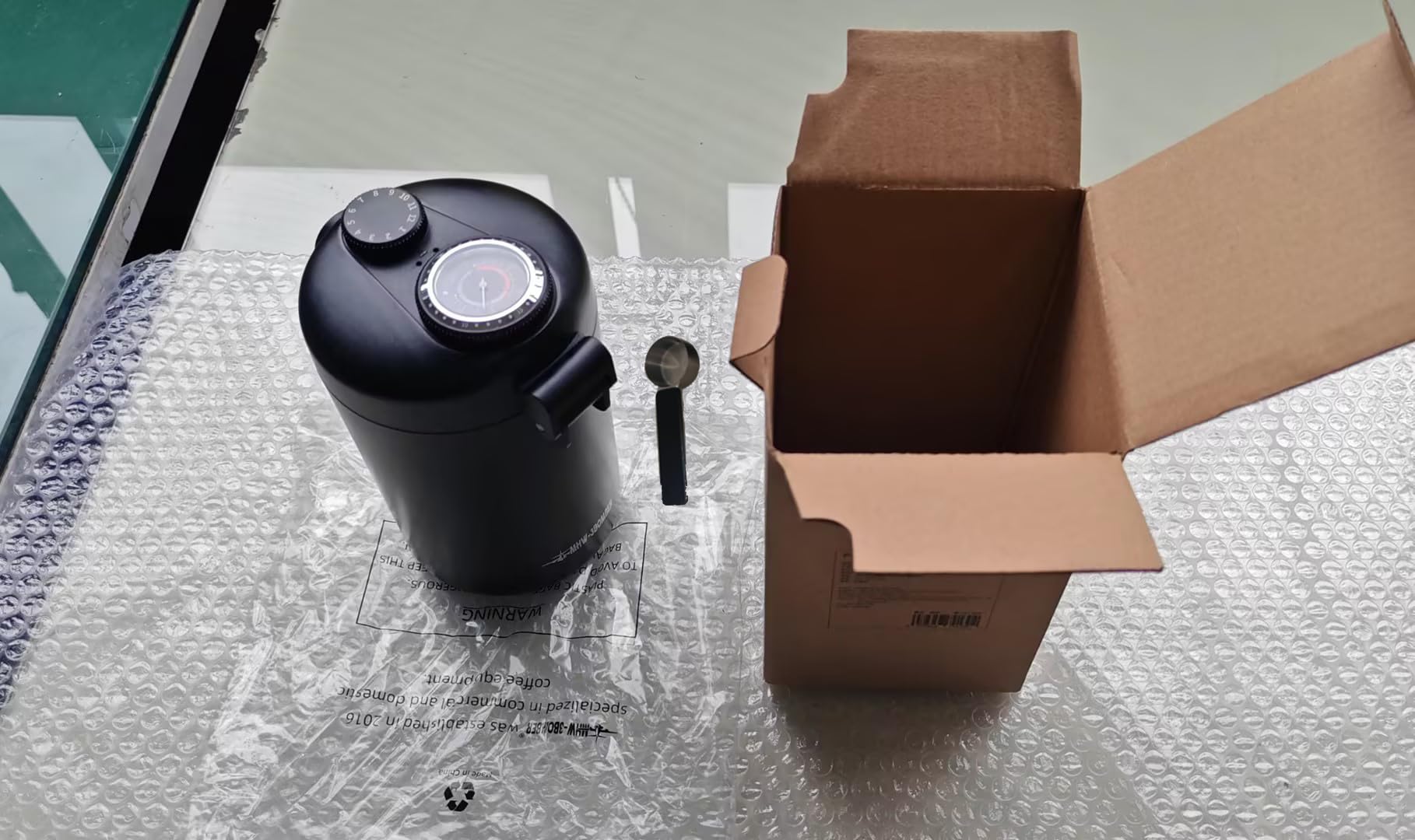 Luftdichter Kaffeebehälter mit Luftfeuchtigkeitsmesser, Einweg-ssventil, Datenaufzeichnungsscheibe, doppelschichtiger Lebensmittelaufbewahrungsbehälter aus Edelstahl,