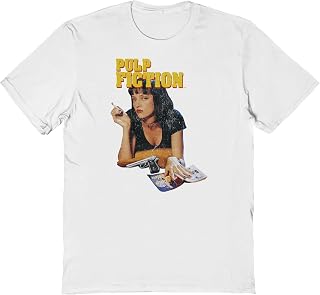 2Bhip Pulp Fiction T Shirt for Men & Women Mia Wallace Smoke White Crew Neck Short Sleeve Tee - 90s Movies