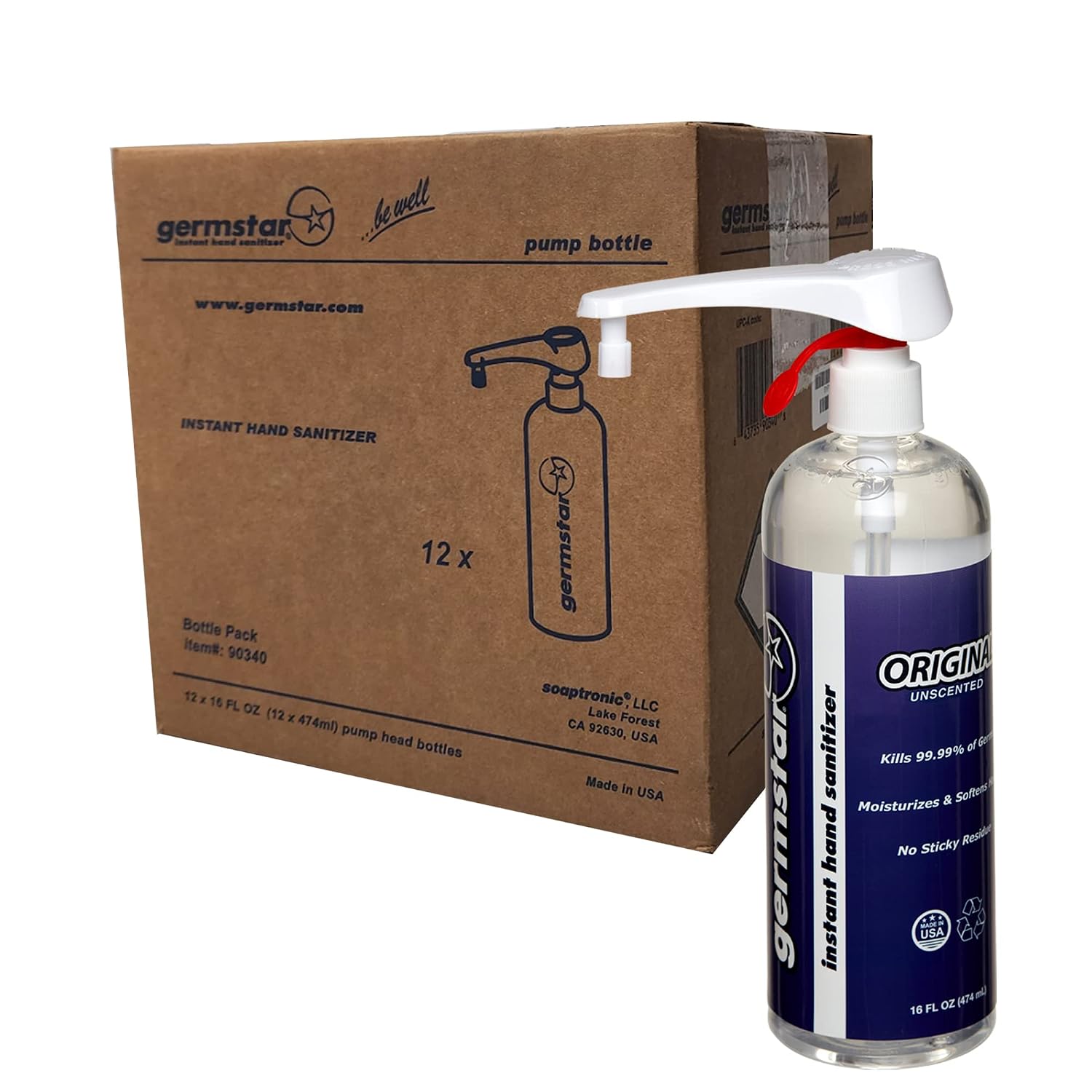 Germstar Hand Sanitizer/Soap 16oz Pump Bottle everyday use home school classroom business Multi Pack (Extra Mild Soap, 3 Pack)