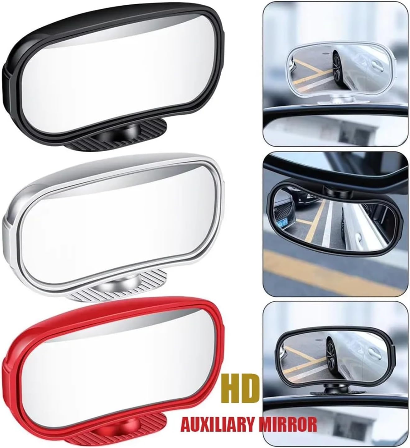 Adjustable Rectangular Car Blind Spot Rearview Mirror - Wide Angle Vision Mirror for Enhanced Driving(2PCS Silver)