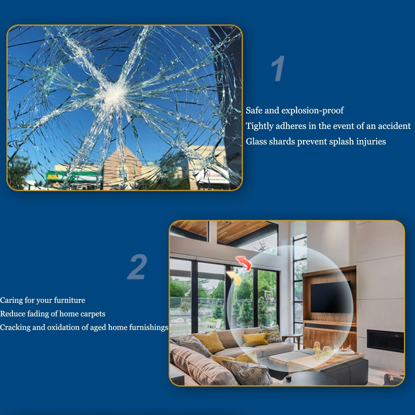 HJXGQJM Spiegelfolie Fensterfolie Von Innen Durchsichtig Von Aussen Blickdicht Sichtschutzfolie Fenster Sonnenschutzfolie for Büro Und Zuhause，Selbsthaftend UV-Schutz Fensterfolie Blau(105x200cm)