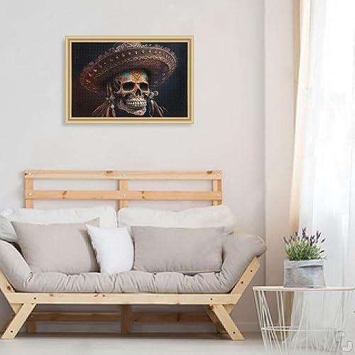 Miniatura 6 de Rompecabezas de madera de 1000 piezas con estampado de sombrero de calavera, ZZcon bolsa de almacenamiento de partición del alfabeto, fácil de