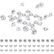 uxcell 280 PCS Diamond Decoration Cubic Zirconia 3A CZ Stones 1.0mm Loose Gemstone Faux Diamond Round Cut Vase Fillers Gemstone Point Back Jewelry Making DIY Earrings Necklace Clear
