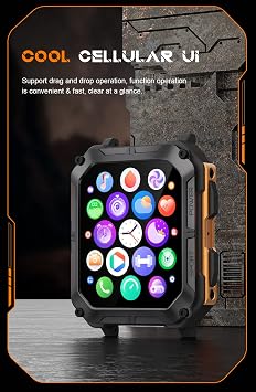 Gravity C20 Pro 1.83 Rugged Smartwatch, IP68 Waterproof, Bluetooth Call, AI Voice, 100+ Sports Modes, Heart Rate & Sleep Monitoring, Shockproof, Fitness Tracker for iOS & Android (Black)