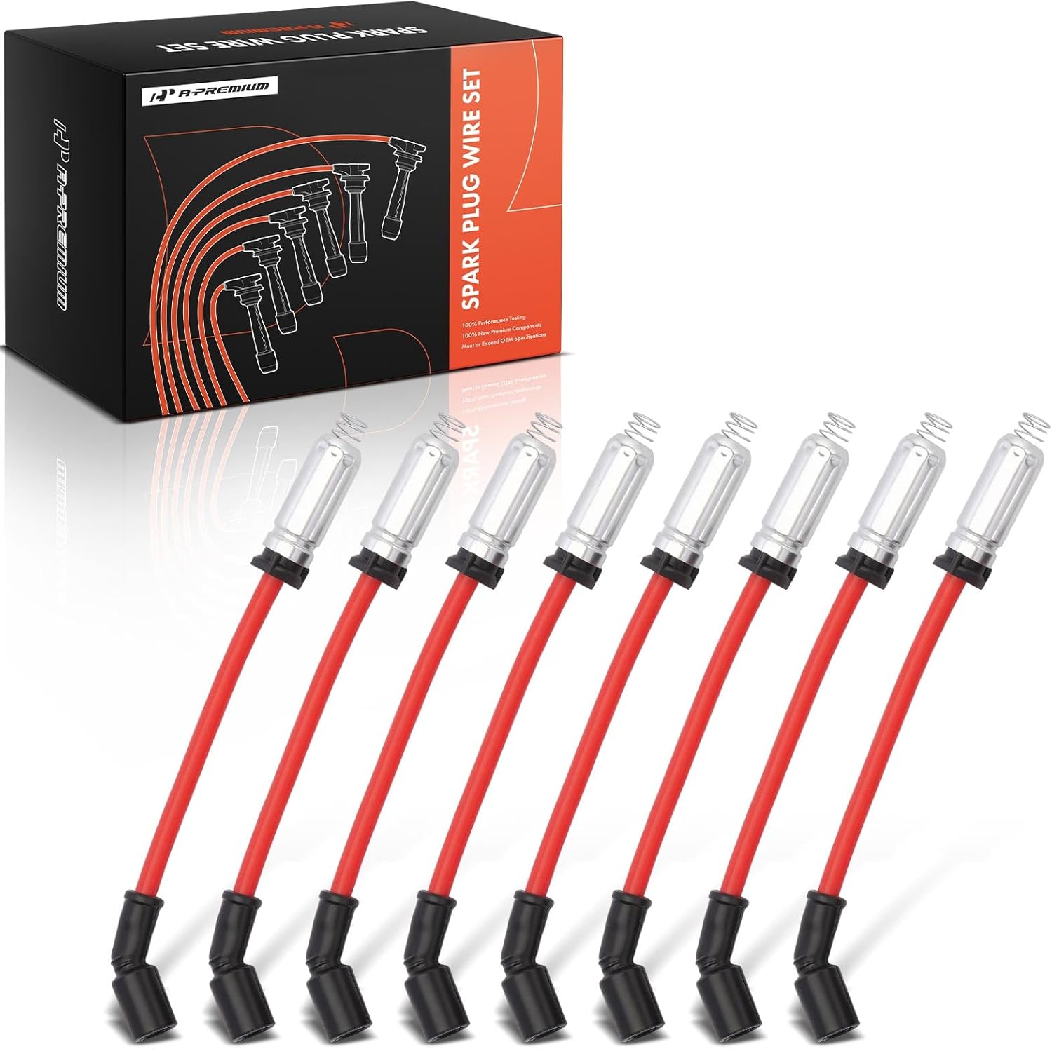 A-Premium 8 PCS Spark Plug Wires Compatible with Chevrolet Silverado 1500, Tahoe, Suburban, Express 3500, Corvette, Camaro & GMC Sierra 1500, Yukon XL, Savana 3500 & Cadillac Escalade ESV, CT5, CTS