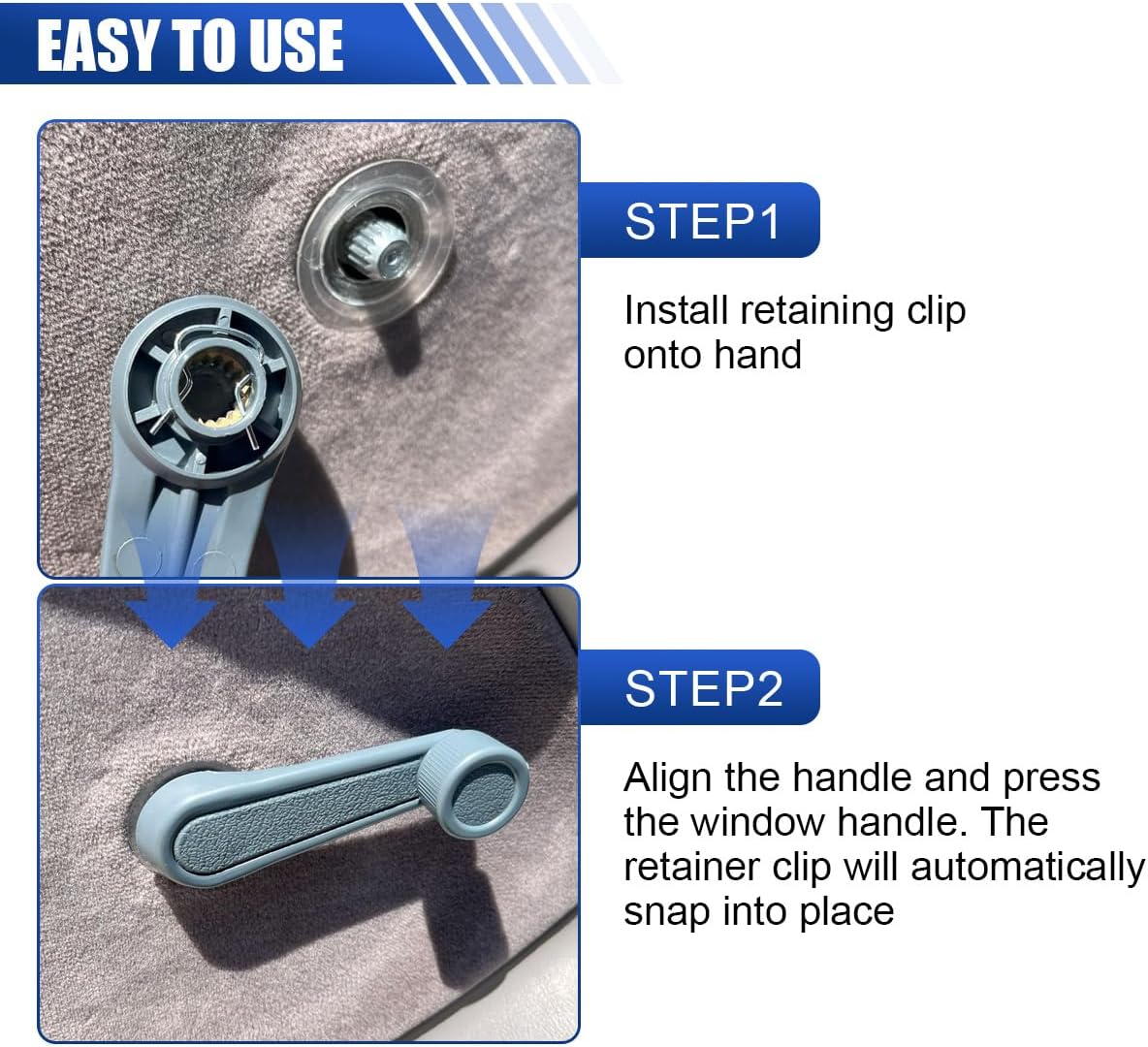 Craedli 76951 Window Handle Removal Tool with 10 Handle Crank Retainer Clips, Car Interior Door Panels Remover, Universal Car Window Handles Repair Kit for Most Vehicles (Silver)