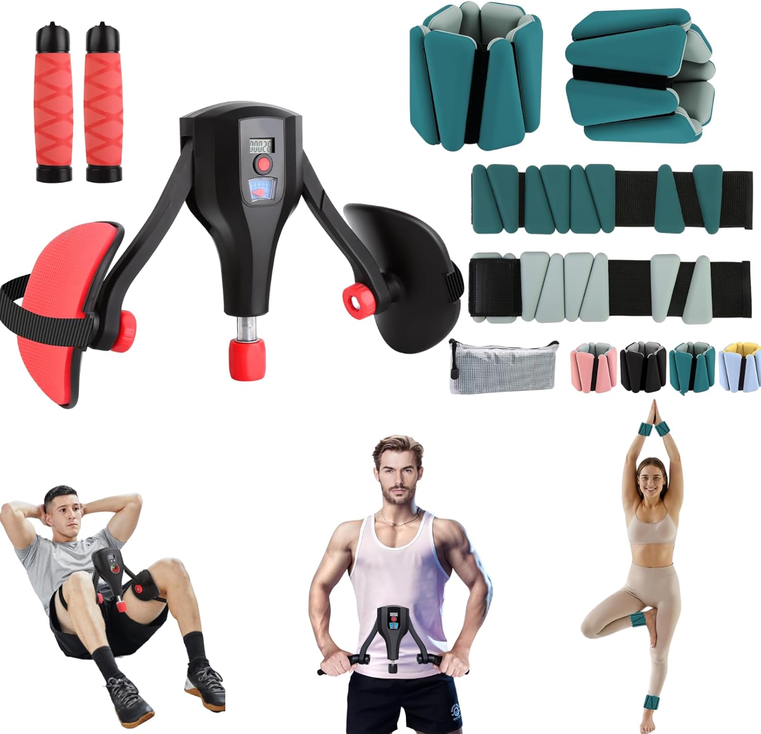 Inspack 2PK Adjustable Wrist & Ankle Weights for Women & Men, 4 lbs Pair (2 lb Each) & Inspack Thigh Master Workout Equipment, Women/Men Kegel Exercise Pelvic Floor Muscle Strengthening Repair Device