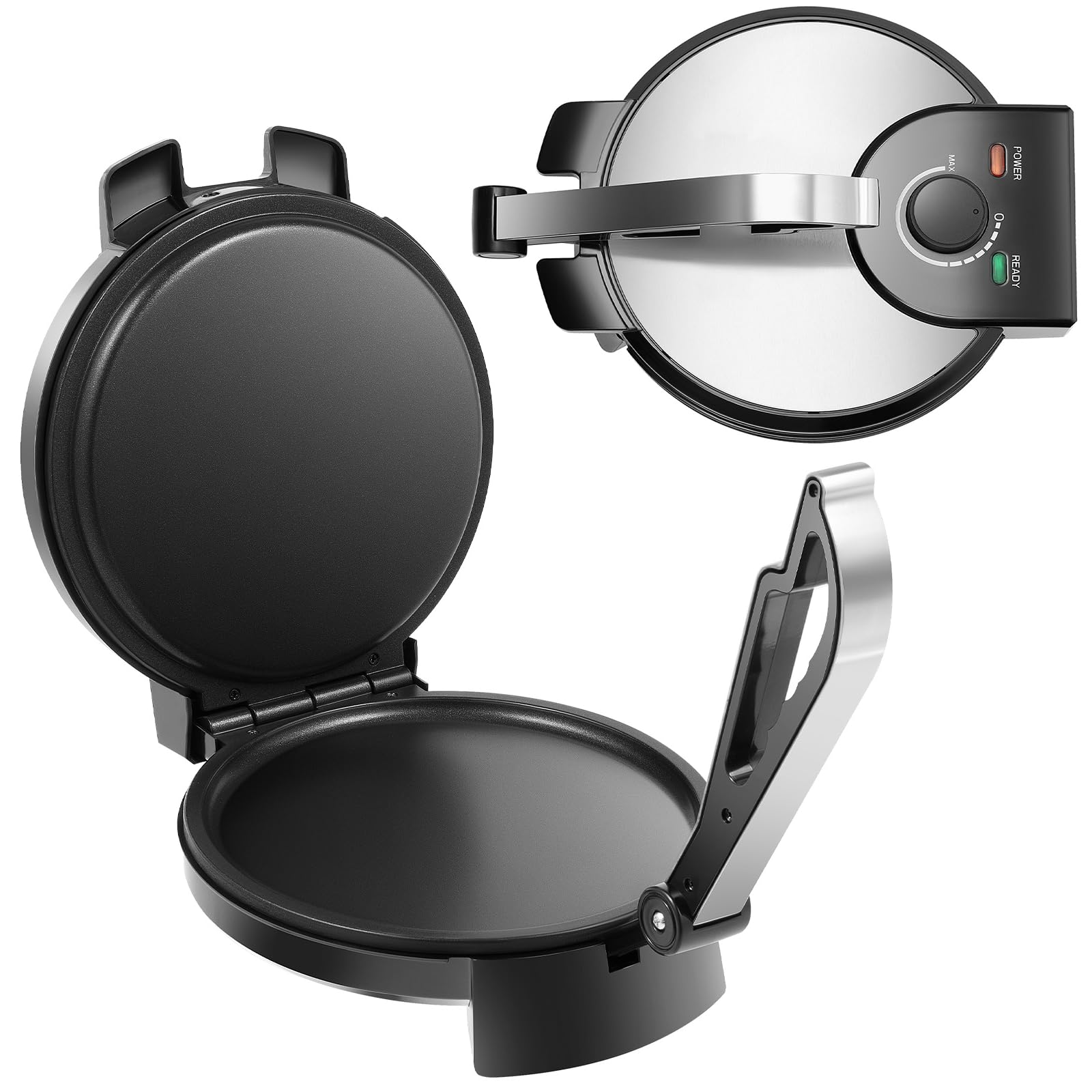 Máquina eléctrica casera de Chapati y Tortillas con superficie antiadherente y calefacción doble para cocina rápida, control de temperatura ajustable, diseño ergonómico para la seguridad, ideal para t