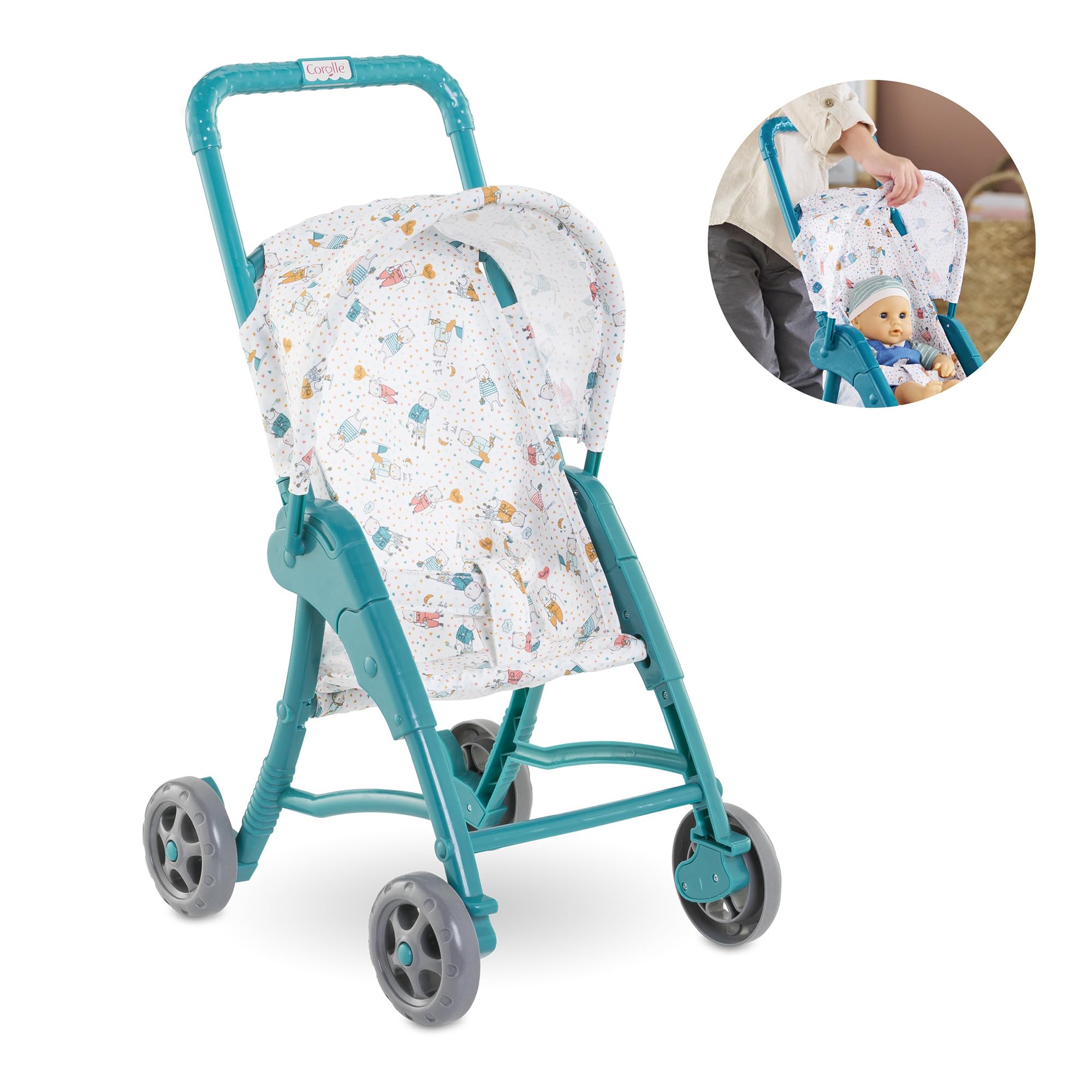 Corolle - Poussette Oursons, Accessoire, pour Poupon 30cm, dès 18 Mois, 9000111000