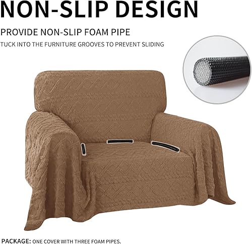 Miniatura 9 de Easy-Going Funda de sofá biplaza de 80 x 118 pulgadas, funda de terciopelo jacquard para sofá de 2 cojines, fundas seccionales en forma de L para