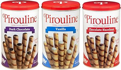 Pirouline Rolled Wafers, Best Flavor Mix, Dark Chocolate, Chocolate Hazelnut and Vanilla Flavors, New Protective Packagin...