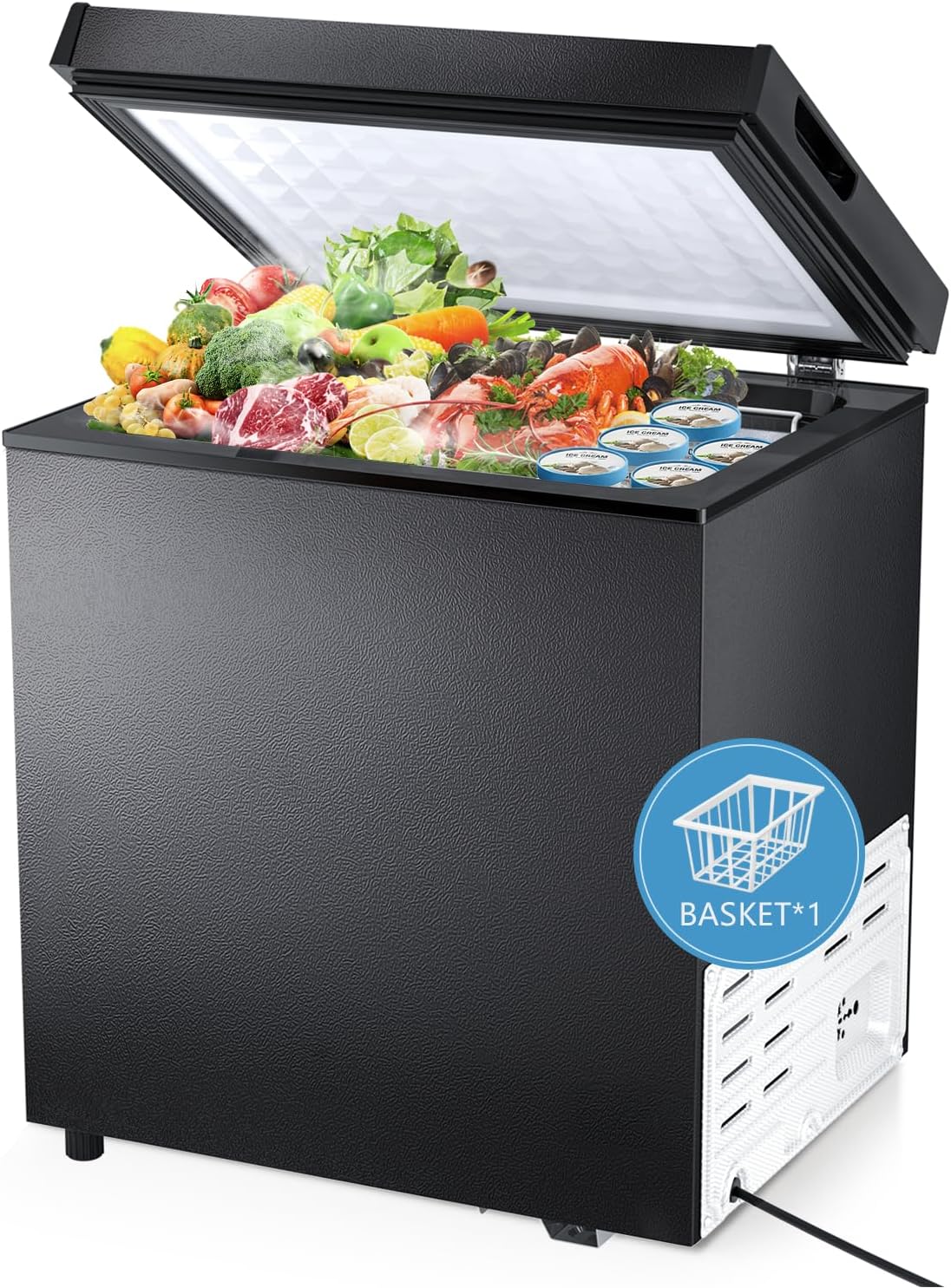 R.W.FLAME Chest Freezer 1.8 Cubic Feet, Deep Freezer, Adjustable Temperature, Energy Saving, Top Open Door Deep Freezer