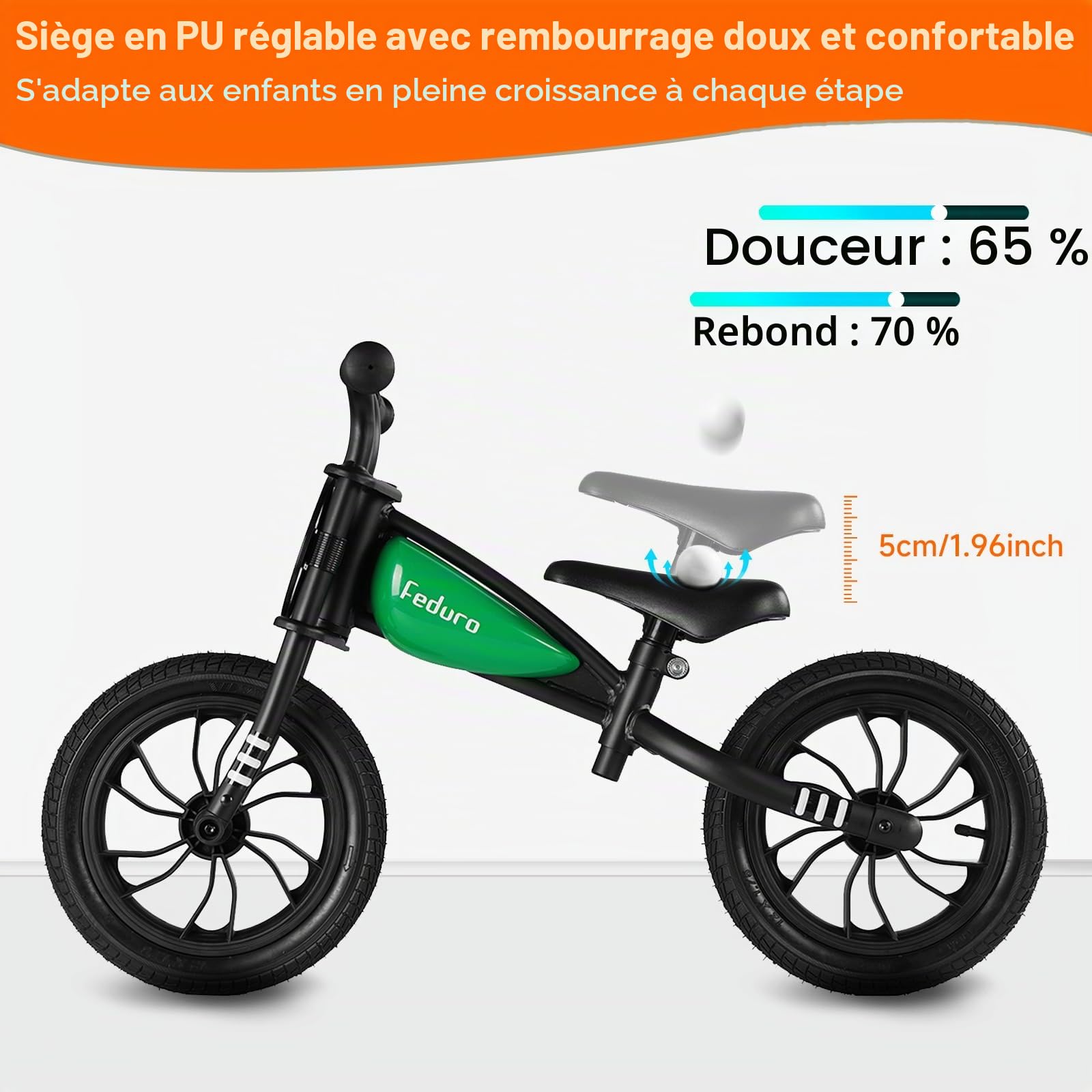 QPLAY Draisiennes pour enfants garçons et filles âgés de 3 à 6 ans, vélo d'équilibre sans pédale de 30,5 cm avec siège réglable – Jouet cadeau de style course