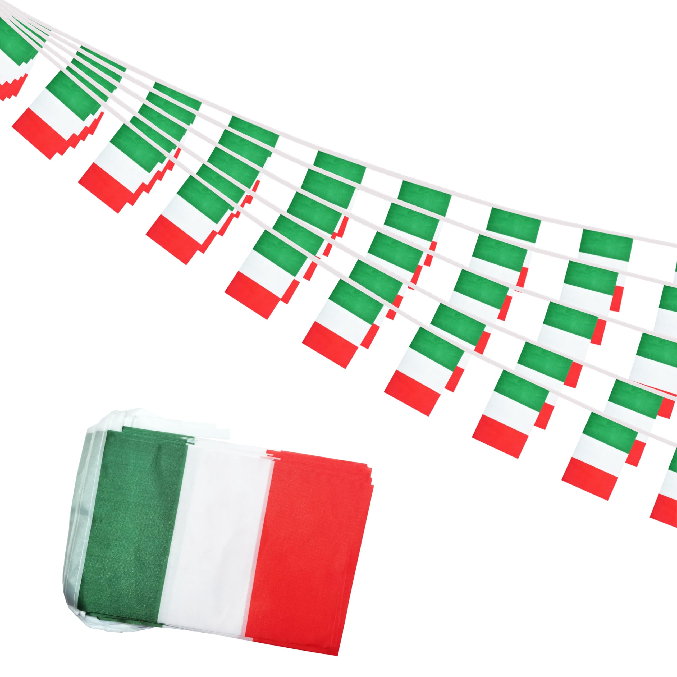 Rotenl Italy Small String Flags, 50 Feet 38 Pcs Italian Pennant Banner Bunting Flags, Patriotic Events, Independence Day, Country Festival,