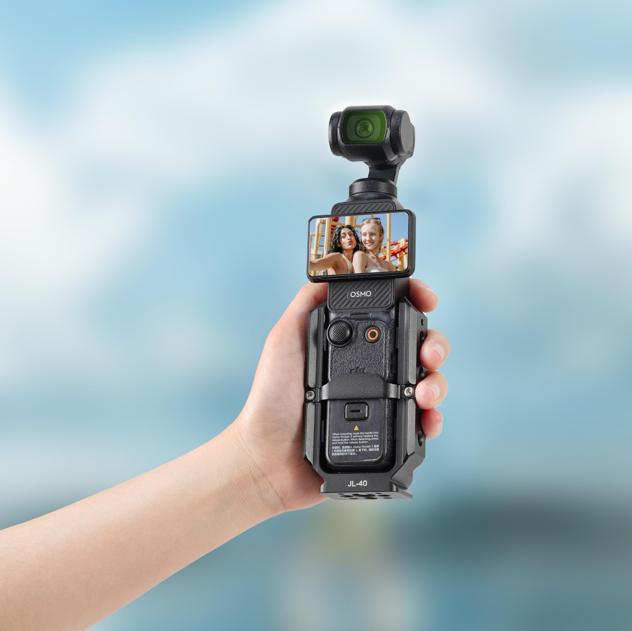 FOTGA Akcesoria do klatki na kamerę, rozszerzenie do DJI Osmo Pocket 3 vlogging adapter rozszerzający kamerę, klatka ochronna z boczną szyną NATO / punkty mocowania 1/4-20 otworów / podstawa Arca