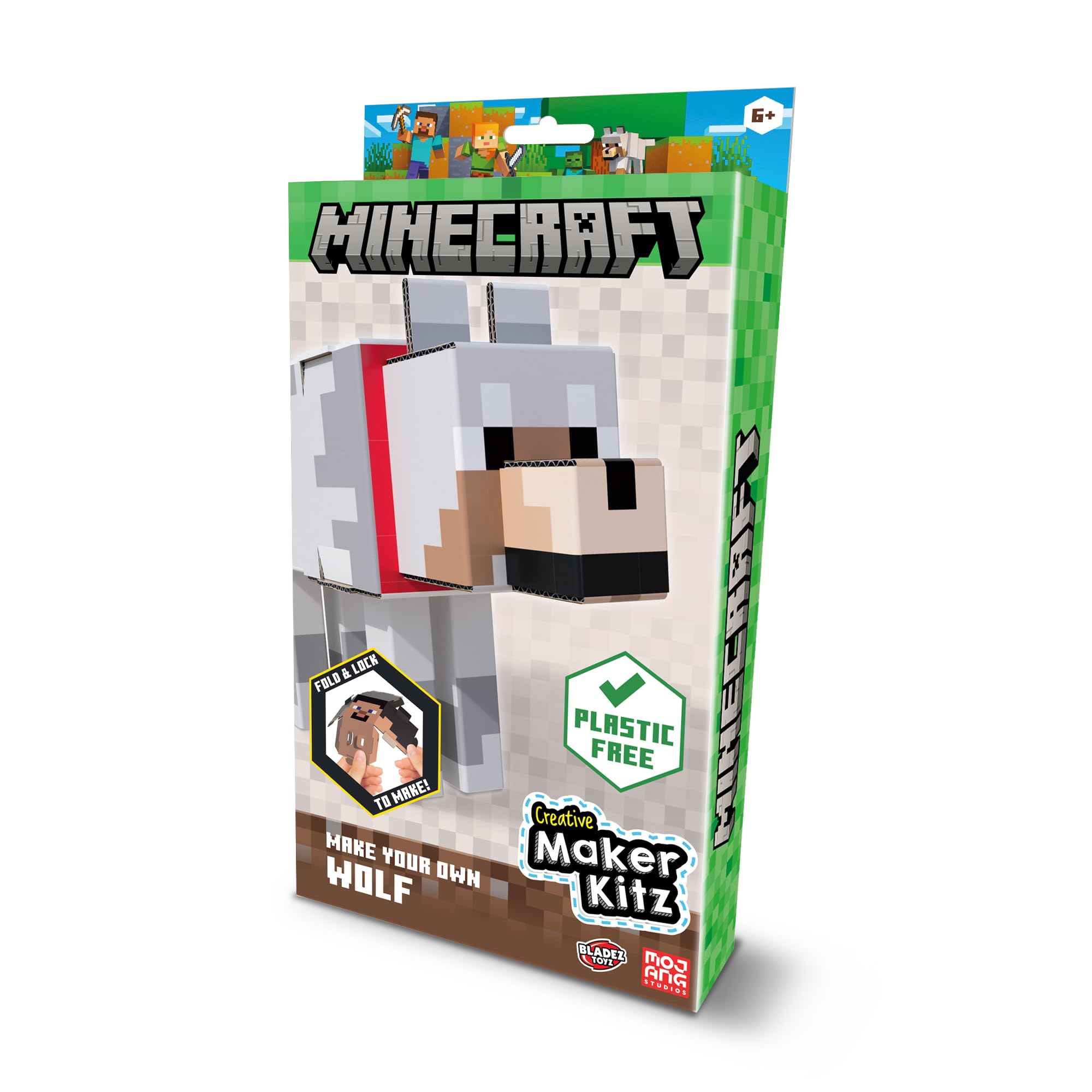 BLADEZ Minecraft Make Your Own Wolf, Licensed Craft Set, Arts and Crafts for Boys and Girls, Licensed Toy for Kids, Creative Maker Kitz Toyz