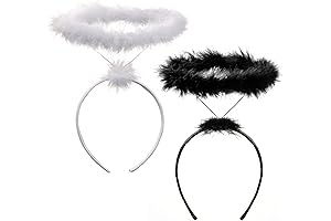 Angel Halo Headbands, Black and White Feather Halo Crown - Pageant Wonderland