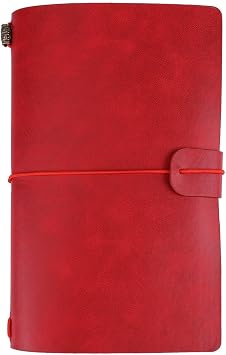 AYNEFY Travel Notebook, Cover Travel Journal Personalized Journal Diary Refillable Notepad for Writing Gifts Travelers Professionals red