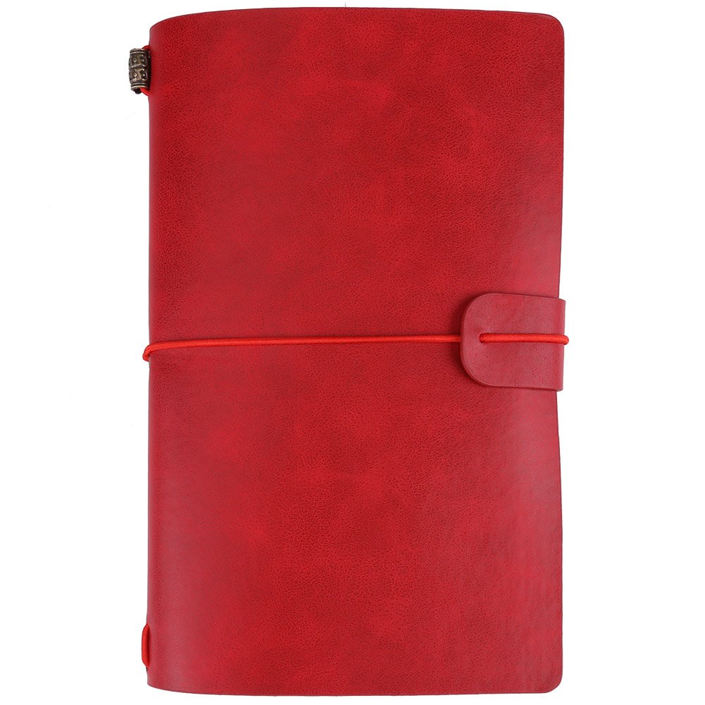 Asixx notatnik skórzany, skórzany dziennik w klasycznym stylu vintage, podróżny notes dla mężczyzn i kobiet, możliwość uzupełniania kart, dziennik podróżny, 20,8 x 12,8 cm (czerwony)