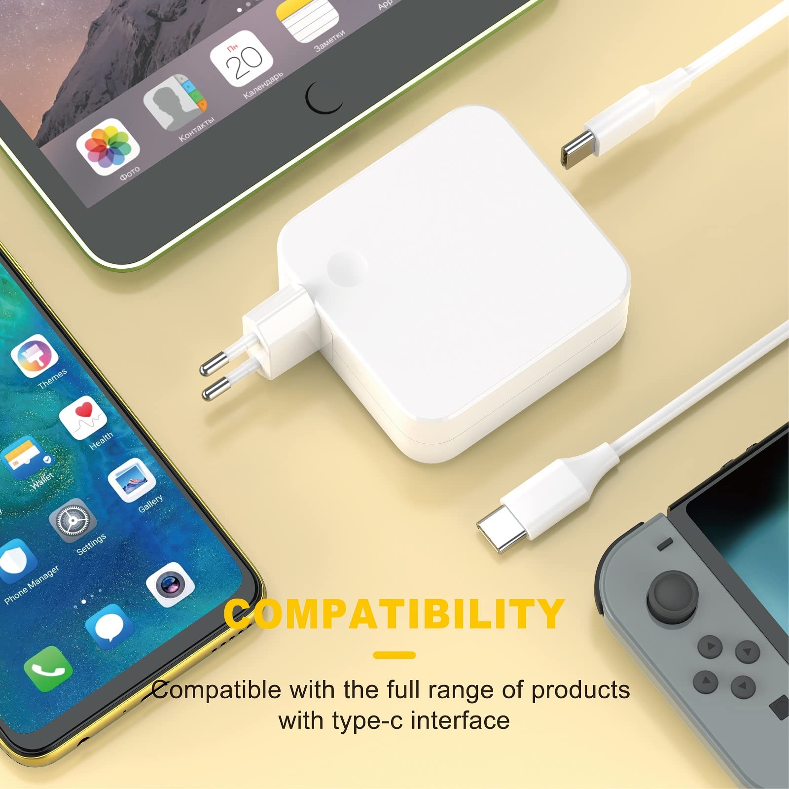 Alimentatore USB C 65W 67W per MacBook Pro/Air 13 14 15 Pollici 2024 2023 2022 2021 2020 M1 M2 M3, i-Pad Pro 12,9/11 Pollici, i-Phone Huawei per Samsung per Lenovo Dell HP Asus, Caricatore Macbook