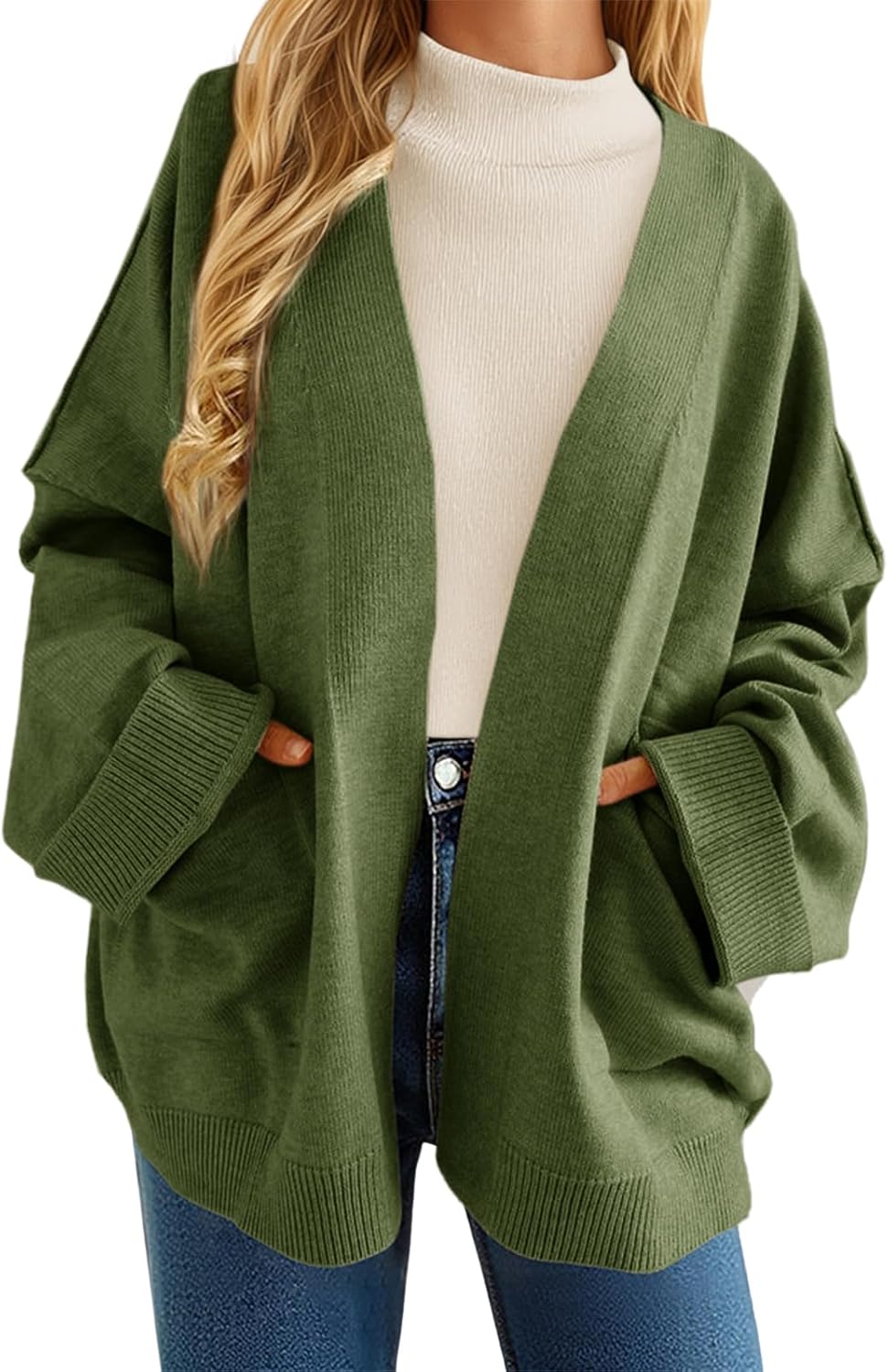 Cicy Bell Womens Oversized Cardigans Long Sleeve Open Front Shawl Sweaters Knit Fall Outerwear with Pockets