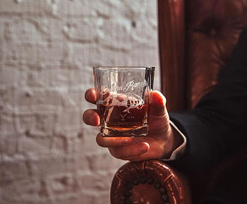 Miniatura 8 de Yellowstone Dutton Ranch - Mini vasos de 9 onzas, juego de 2 vasos de chupito de whisky para bar en casa, cocina