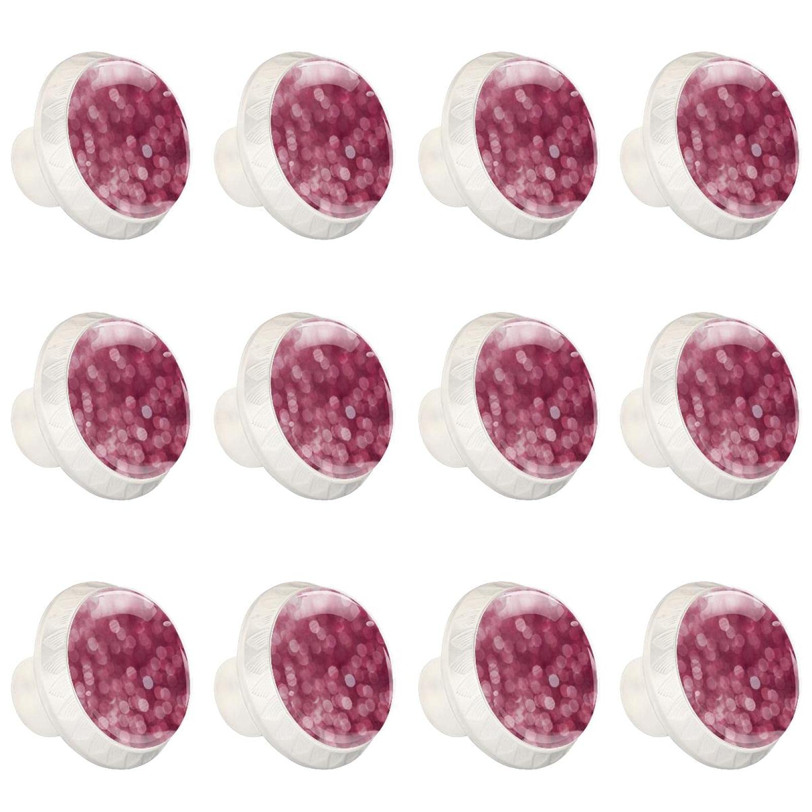 Boutons ronds pour meuble de cuisine lot de 12 poignées commode et tiroir rose pailleté