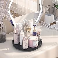 Vista 3 de Bandeja de baño de madera de roble de 12 pulgadas para mostrador, bandeja de tocador para perfume, loción, velas, maquillaje, joyería, fregadero