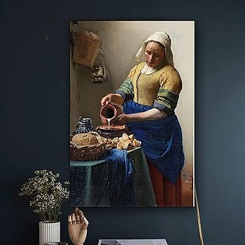 Amazon.co.jp: ヨハネスフェルメールの牛乳を注ぐ女油絵有名な