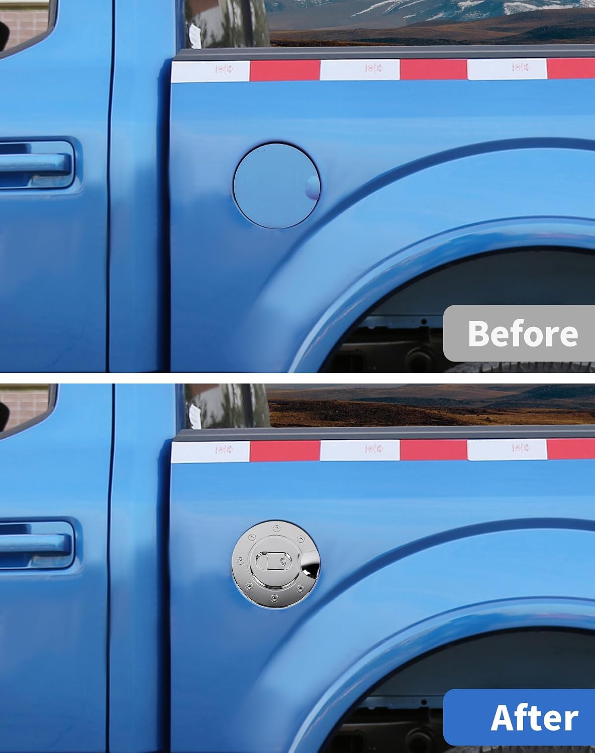 for F150 Chrome Gas Cap Door Cover 2004 2005 2006 2007 2008 Fuel Door Cover for Ford F150 Fuel Tank Filler Cap Exterior Accessories