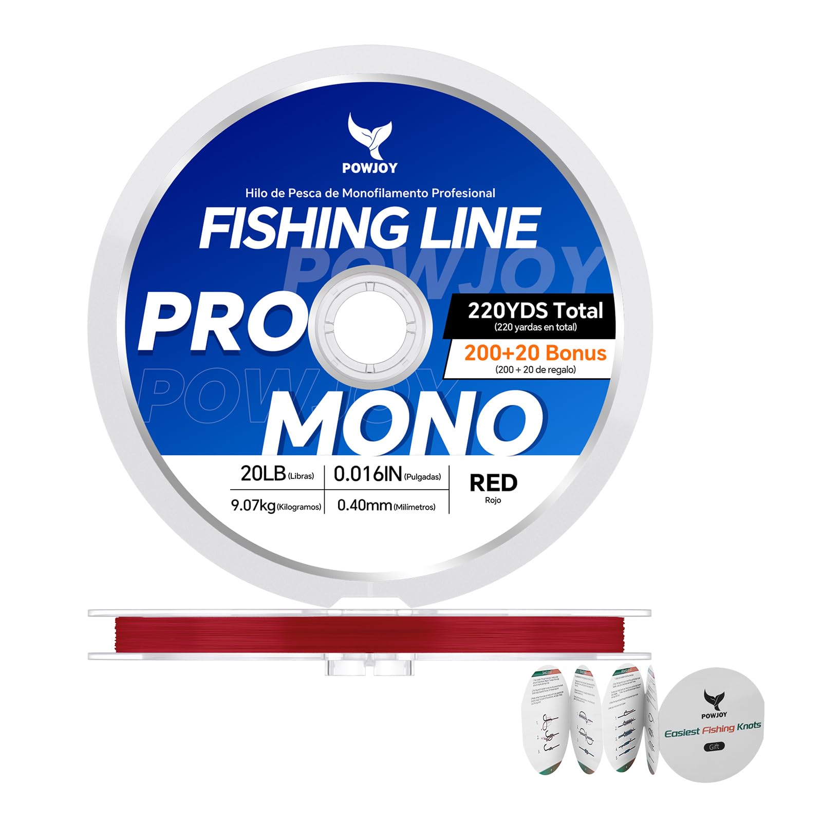 Monofilament Fishing Line with Knot Guide Cards for Beginners to Pro
