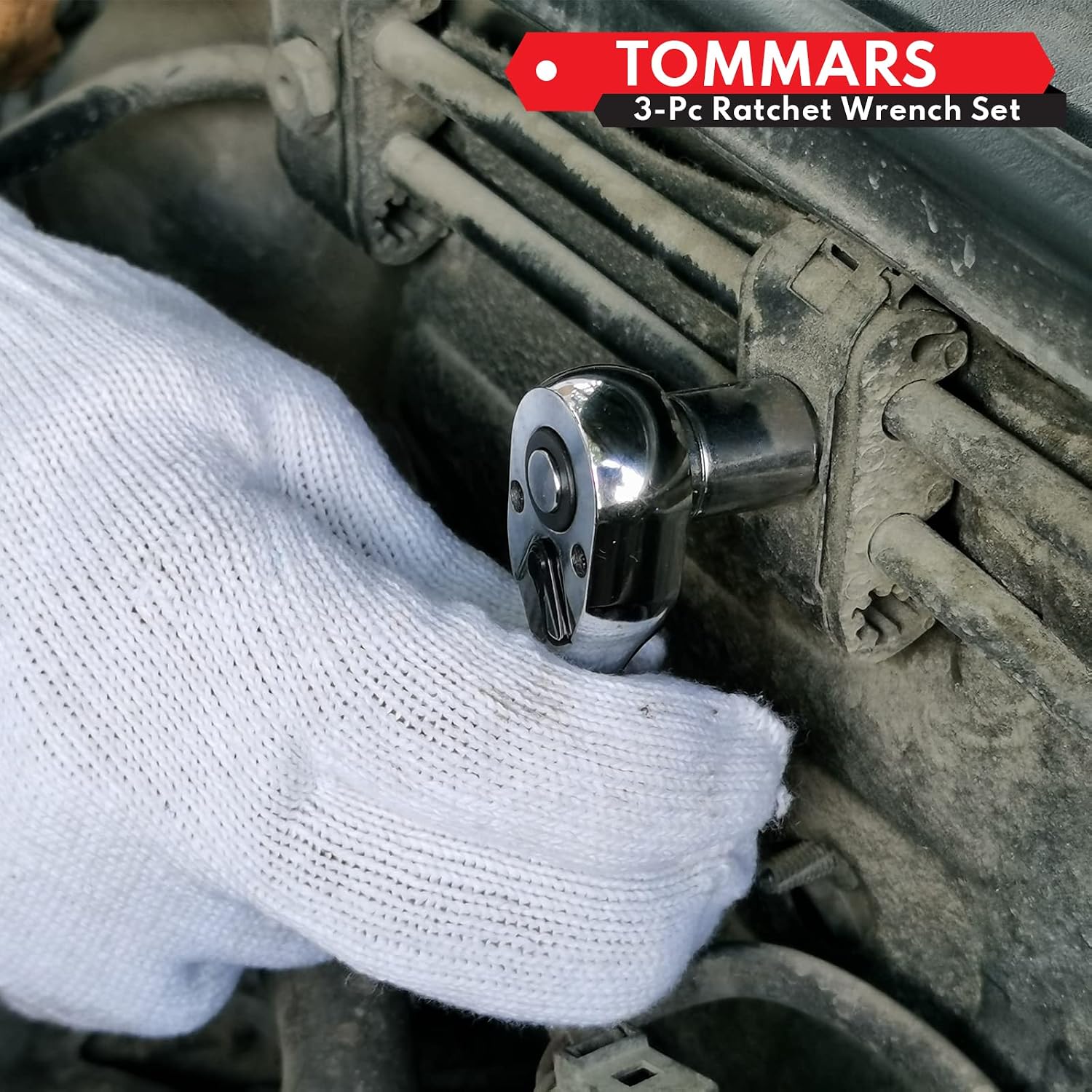 TOMMARS 1/4" 3/8" 1/2" Ratchet Drive Wrench Set, 72-Tooth Quick-Release Ratchets Socket Wrenches, Reversible