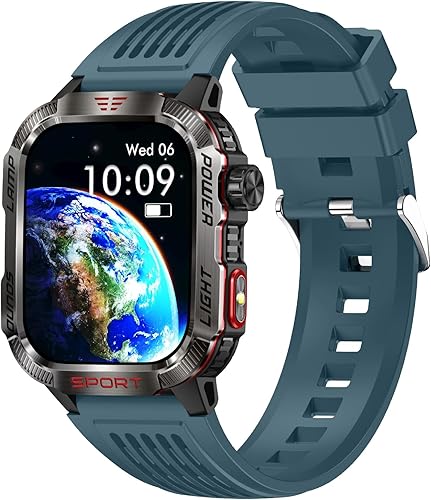Miniatura 11 de Reloj inteligente para hombre, deportes al aire libre, impermeable, brújula con respuesta/hacer llamadas, reloj de fitness, oxígeno en sangre, Negro